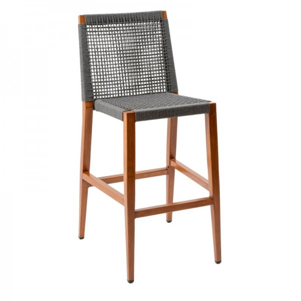 Riviera Aluminum Woven Rope Hospitality Restaurant Country Club Commercial Bar Stool 1